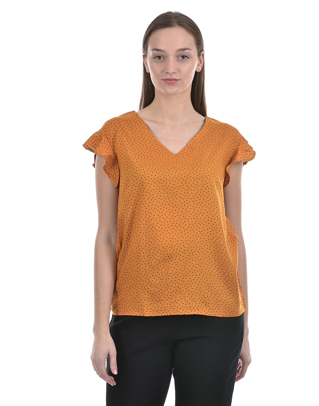 Numero Uno Women All Over Print Orange Top